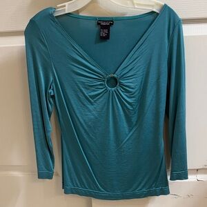 Doncaster Teal Blouse with Ring Accent